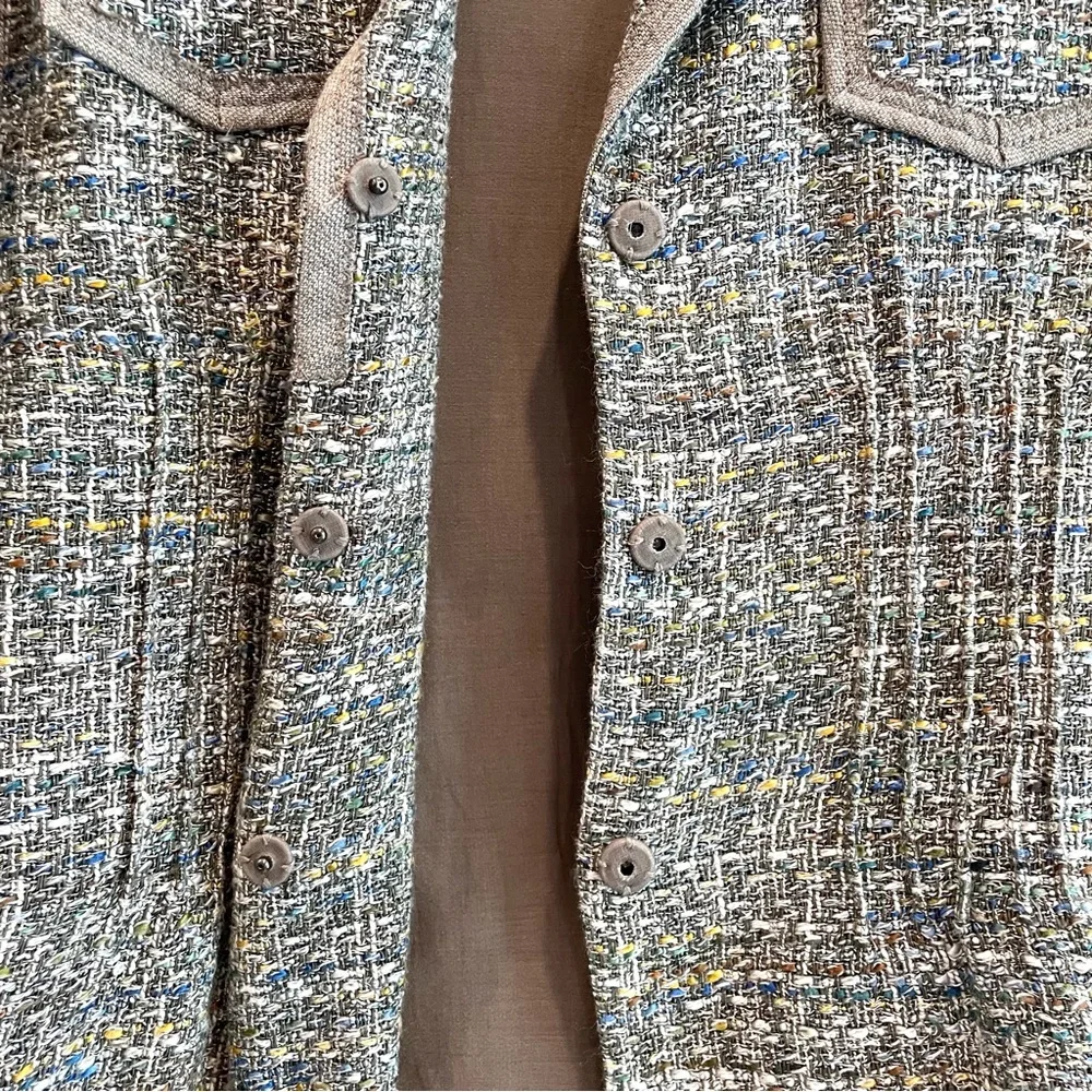 Elie Tahari 2 PC Linen Blend Tweed Blazer Pants Suit Set - Picture 4 of 16